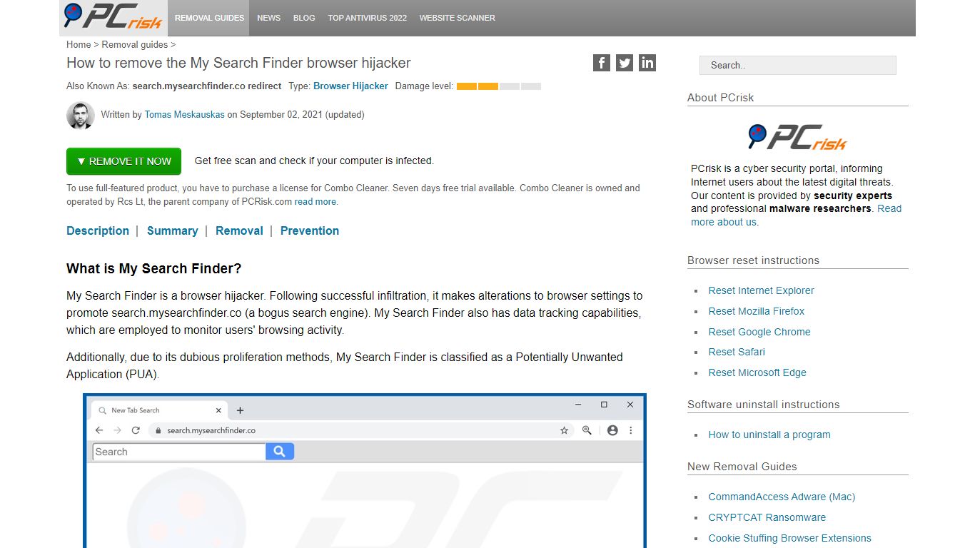 How to remove the My Search Finder browser hijacker - PCRisk.com