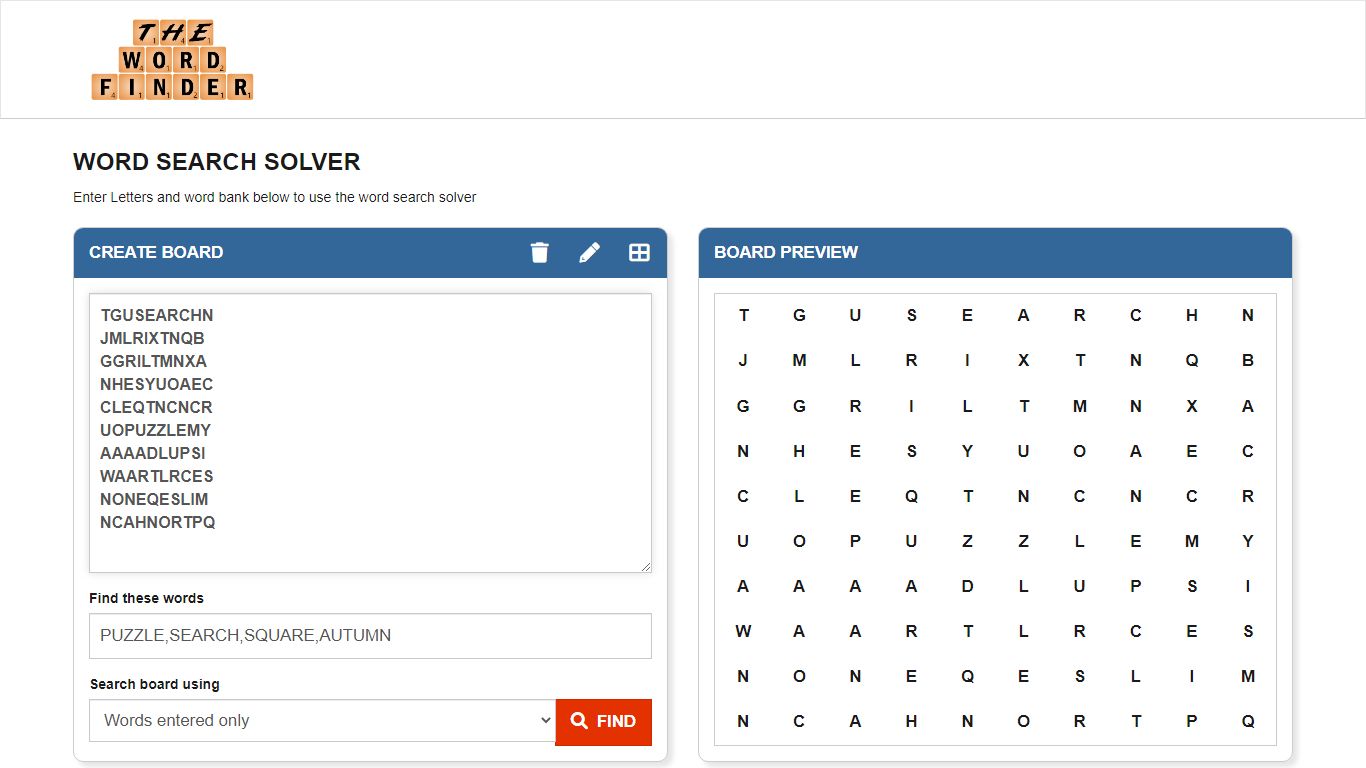 Word Search Solver - The Word Finder